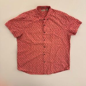 Salmon Color Pineapple Print Reaction Kenneth Cole SS XXL Men’s Button Shirt 2XL